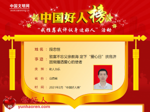 段忠恒——致富不忘父亲教诲 定下“爱心日”扶危济困做播洒爱心的使者