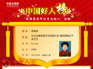 周海英——女企业家致富不忘回报社会 捐款捐物达千余万元