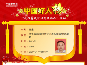 郭金——青年成立志愿者协会 开展系列活动扶危助困