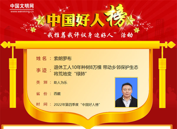 索朗罗布——退休工人10年种树8万棵 带动乡邻保护生态将荒地变“绿肺”